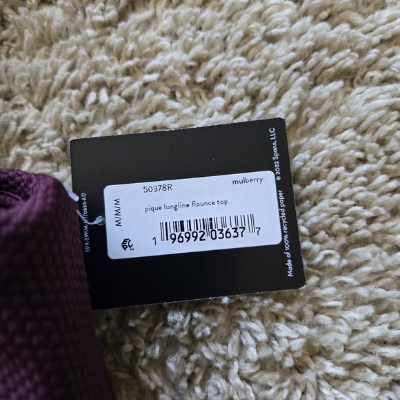 Spanx Pique Longline Flounce Bikini Top Womens M Mulberry - Picture 3 of 8